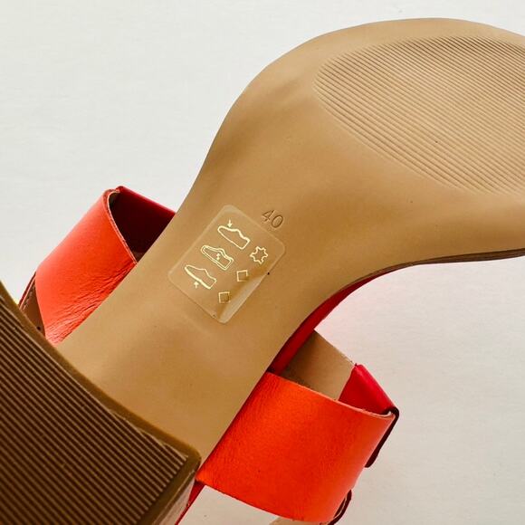 Anthropologie Pyramidis Coral Color Block Heel Leather Sandal Euro 40 US 9 NEW - Picture 5 of 8